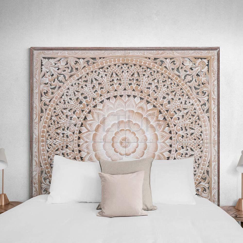 king size mandala bed headboard cendana antic wash bali design hand carved hand made decorative house furniture wood material decorative wall panels decorative wood panels decorative panel board balinese wall art