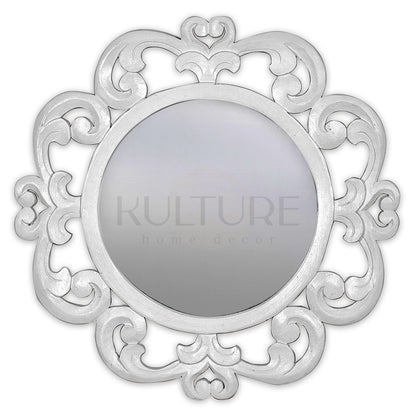 wood mirror nyepi white wash bali design hand carved hand made home decorative house furniture wood material